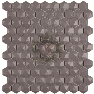 Hexagonal 3D Marrom Mate